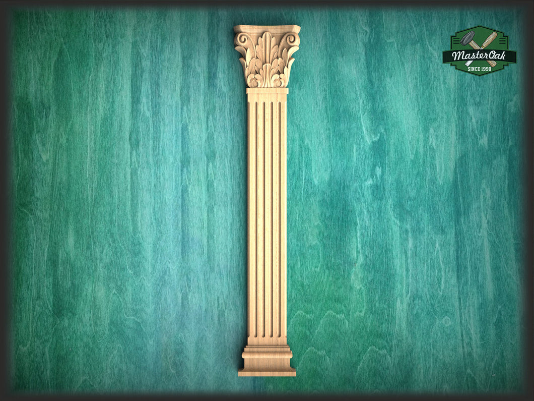 Corinthian pilaster column classic flute Ionic, Carved Wood Trim Post Pillars