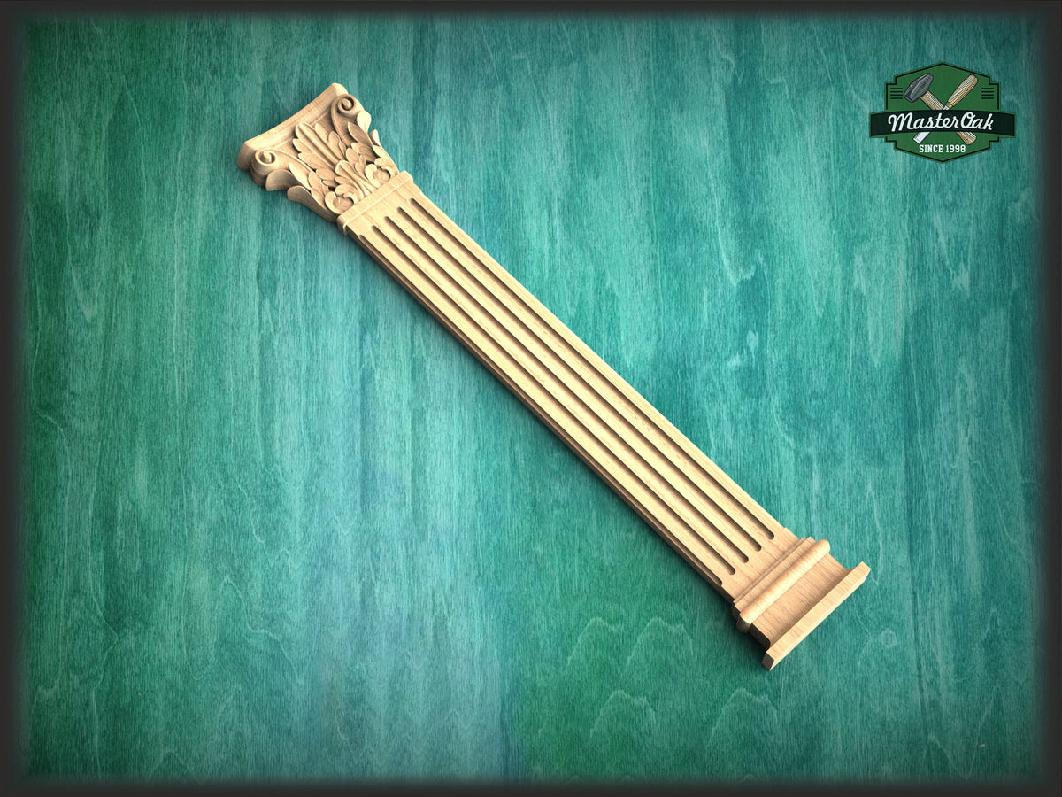 Corinthian pilaster column classic flute Ionic, Carved Wood Trim Post Pillars