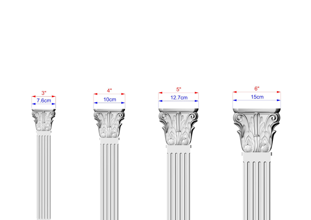 Corinthian pilaster column classic flute Ionic, Carved Wood Trim Post Pillars