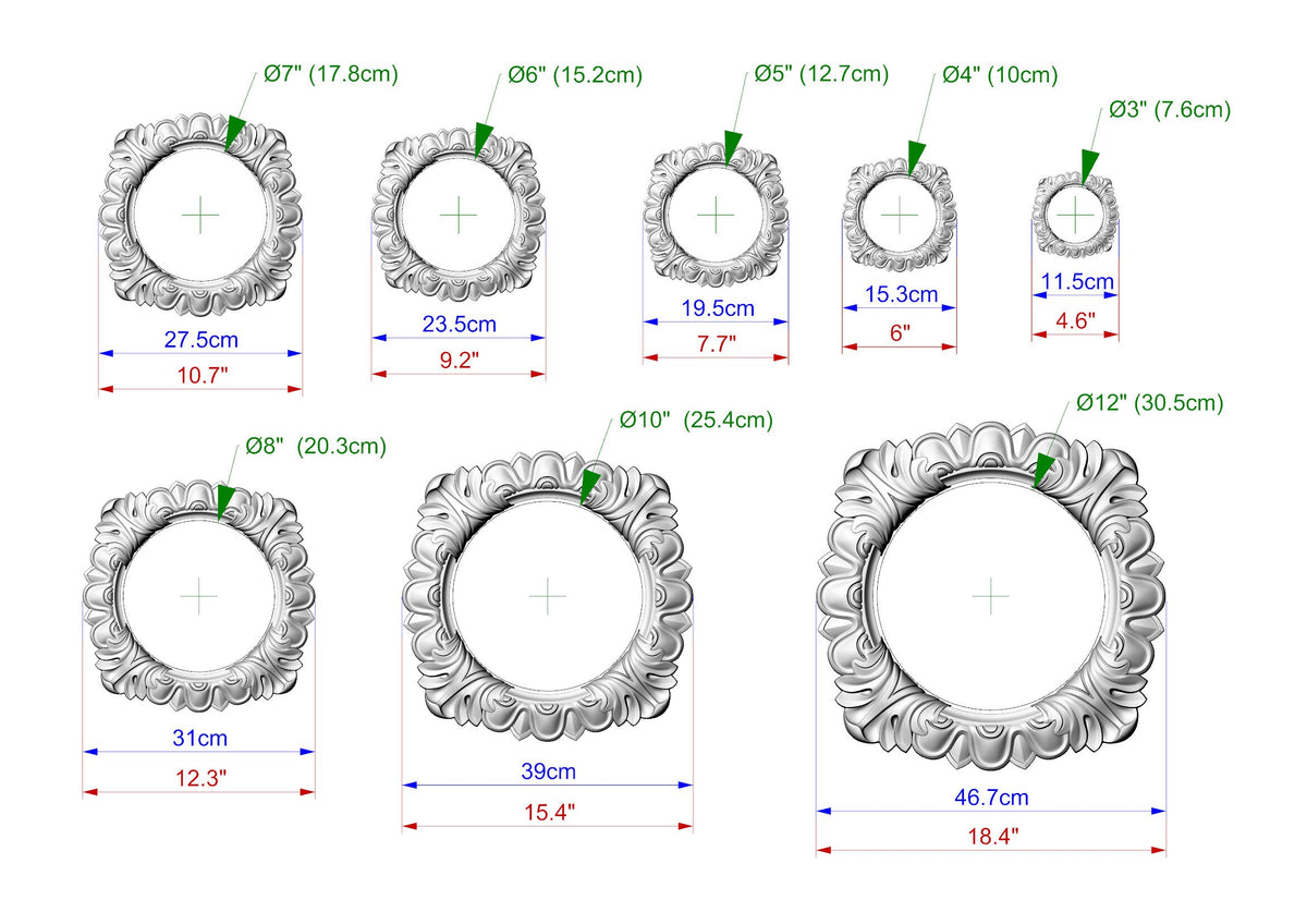 Chandelier Decor, Round Architectural Applique Rosette Onlay Detailed Acanthus Ornamentation