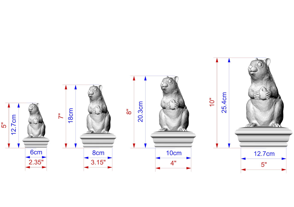 Squirrel Wooden Finial for Staircase Newel Post, Squirrel finial bed post, Squirrel statue of wood, Wooden Squirrel statue cap