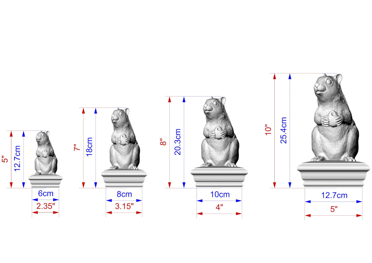 Squirrel Wooden Finial for Staircase Newel Post, Squirrel finial bed post, Squirrel statue of wood, Wooden Squirrel statue cap