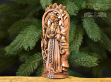 Load image into Gallery viewer, Sigyn Pagan goddess statue altar, Sigyn Wood figurine, Wooden sculpture, Wood carving, Altar pagan
