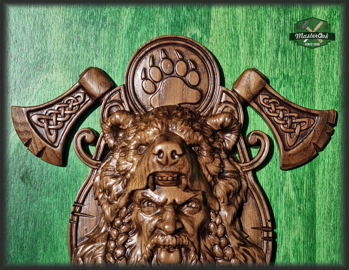 Berserk wall panel, Berserk wood art, Pagan altar, Norse mythology, Celtic wood carving, Viking decor Wood sculpture