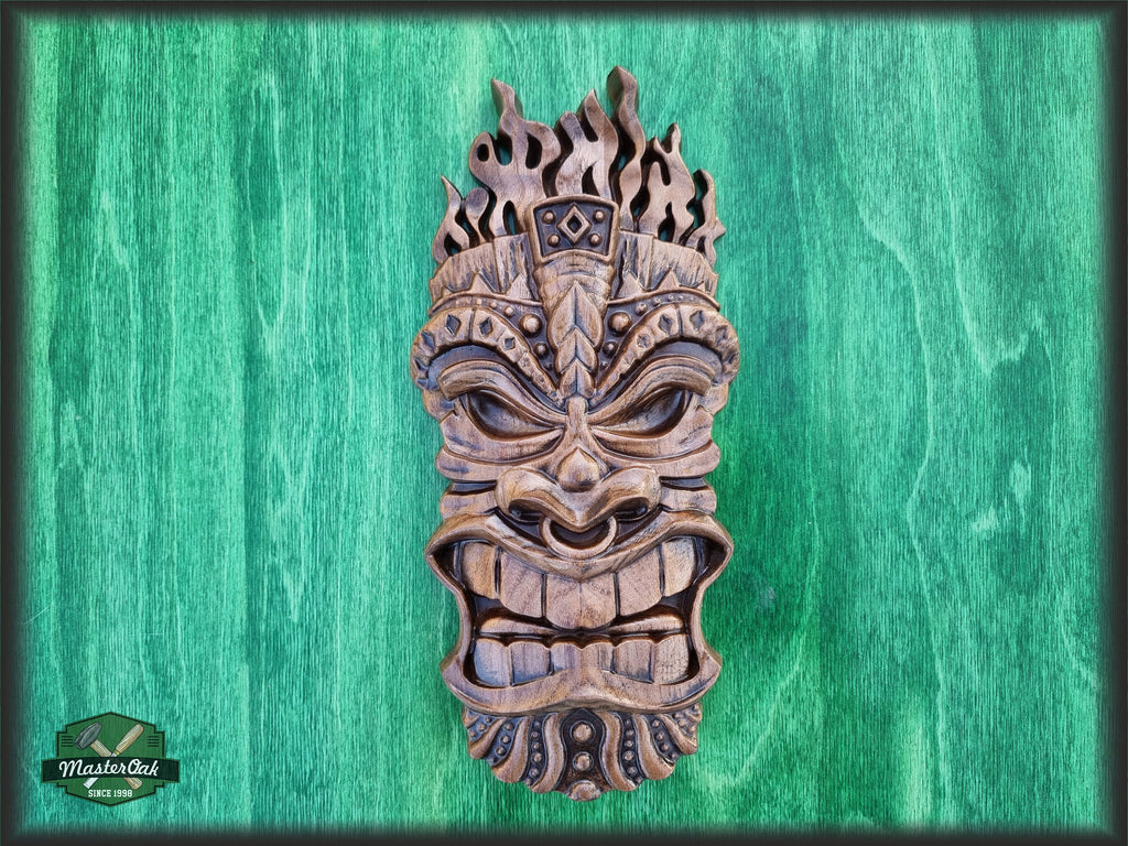 Carved Wood Mask, African Wood mask wall art, wood tribal mask, tiki mask wood