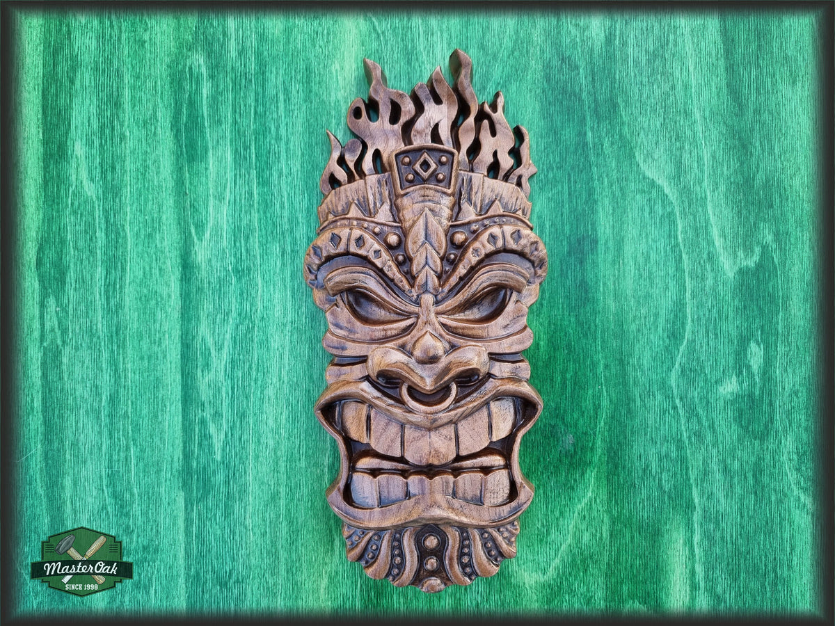 Carved Wood Mask, African Wood mask wall art, wood tribal mask, tiki mask wood