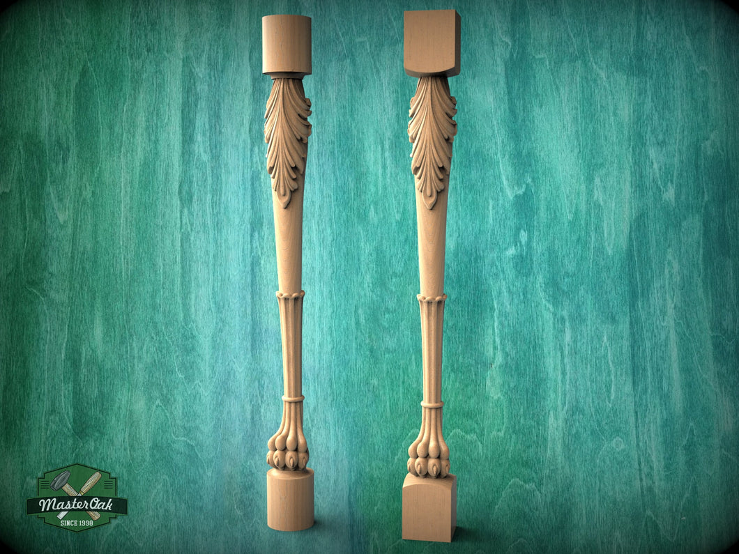 Lion Paw Wooden Baluster for Stairs, Lion leg banister of wood, stair banister lion, Carved wood balusters for stairs