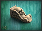 Corbel Skull made of wood, Unpainted, Decorative Carved Wooden Corbel, 1pc, Home Wall Embellishments, wood onlays, wood wall art decor