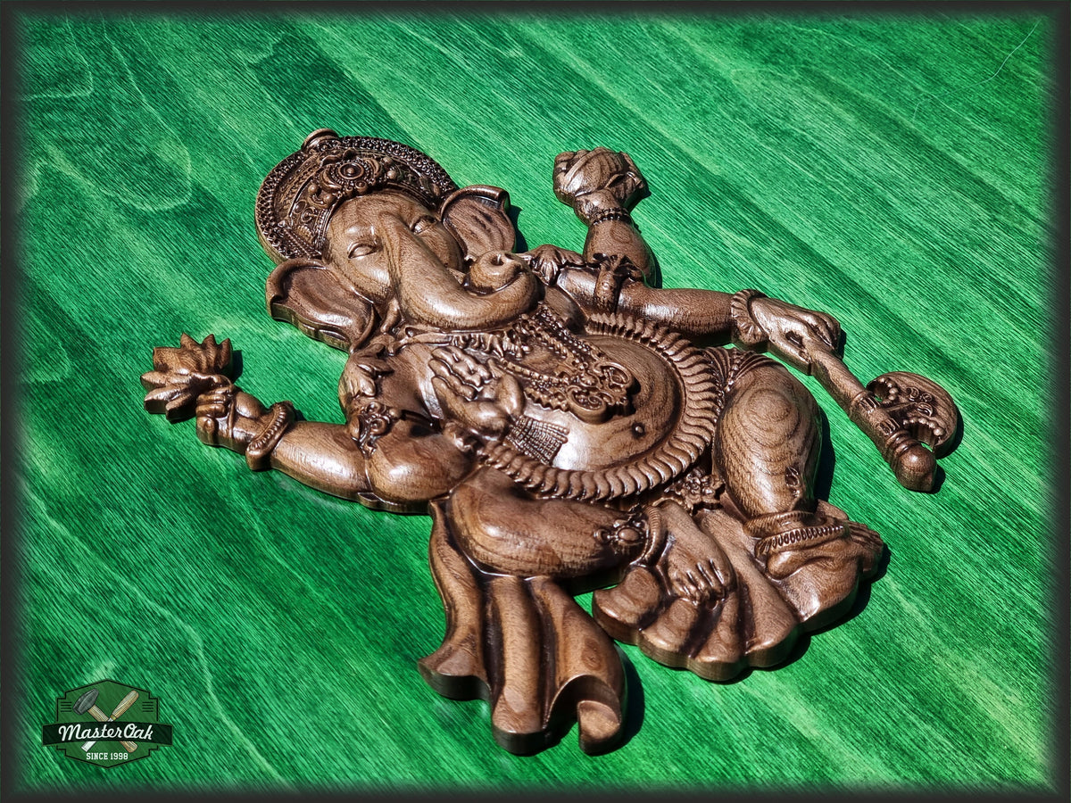 Lord Ganesh Wood Carving , Lord Ganesh Ashwood Panel, Wood carving, Hindu art