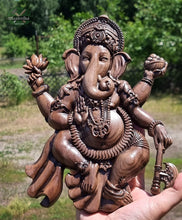 Load image into Gallery viewer, Lord Ganesh Wood Carving , Lord Ganesh Ashwood Panel, Wood carving, Hindu art
