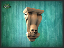 Load image into Gallery viewer, Wooden Skull Corbel, Unpainted, Decorative Carved Wooden Corbel, 1pc, Home Wall Embellishments, wood onlays, wood wall art decor
