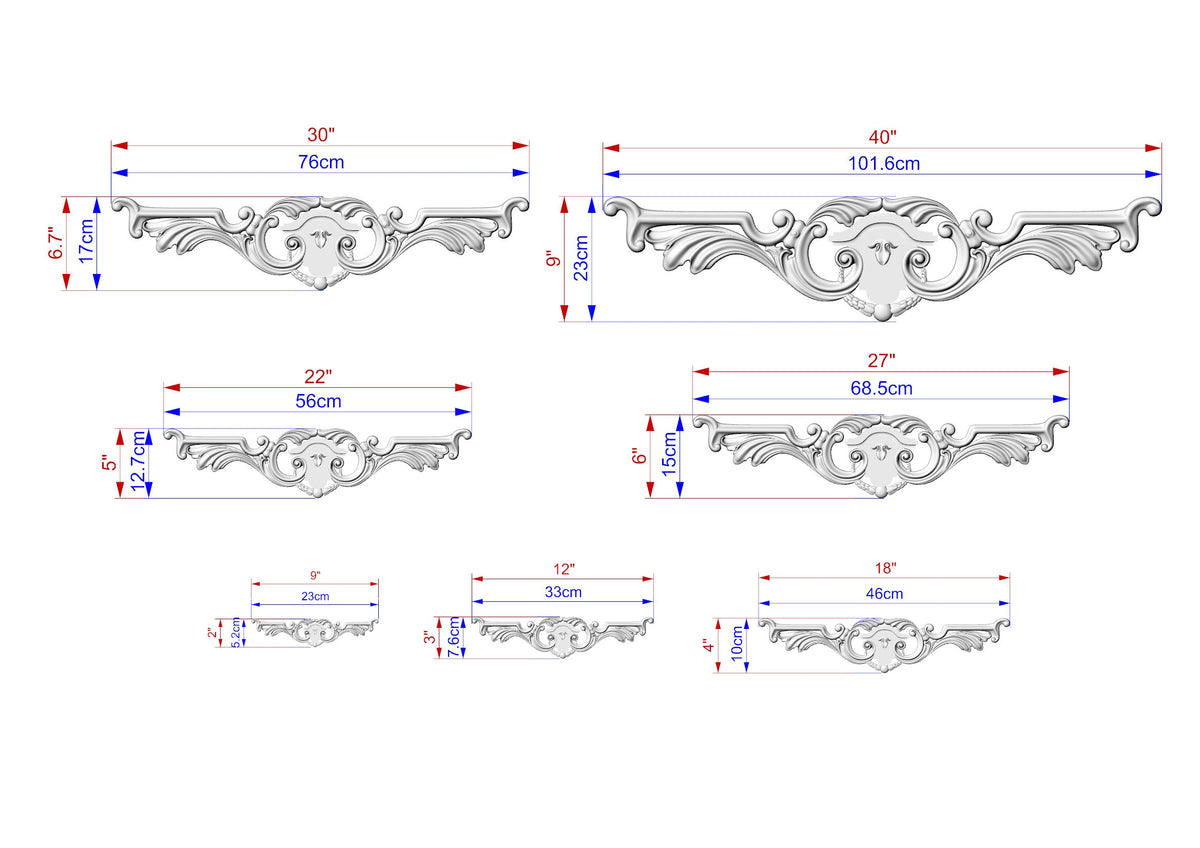 Carved Wood Onlay for Fireplace Mantel, 1pc, Home Wall Embellishments, Furniture Carving, Wood Onlay