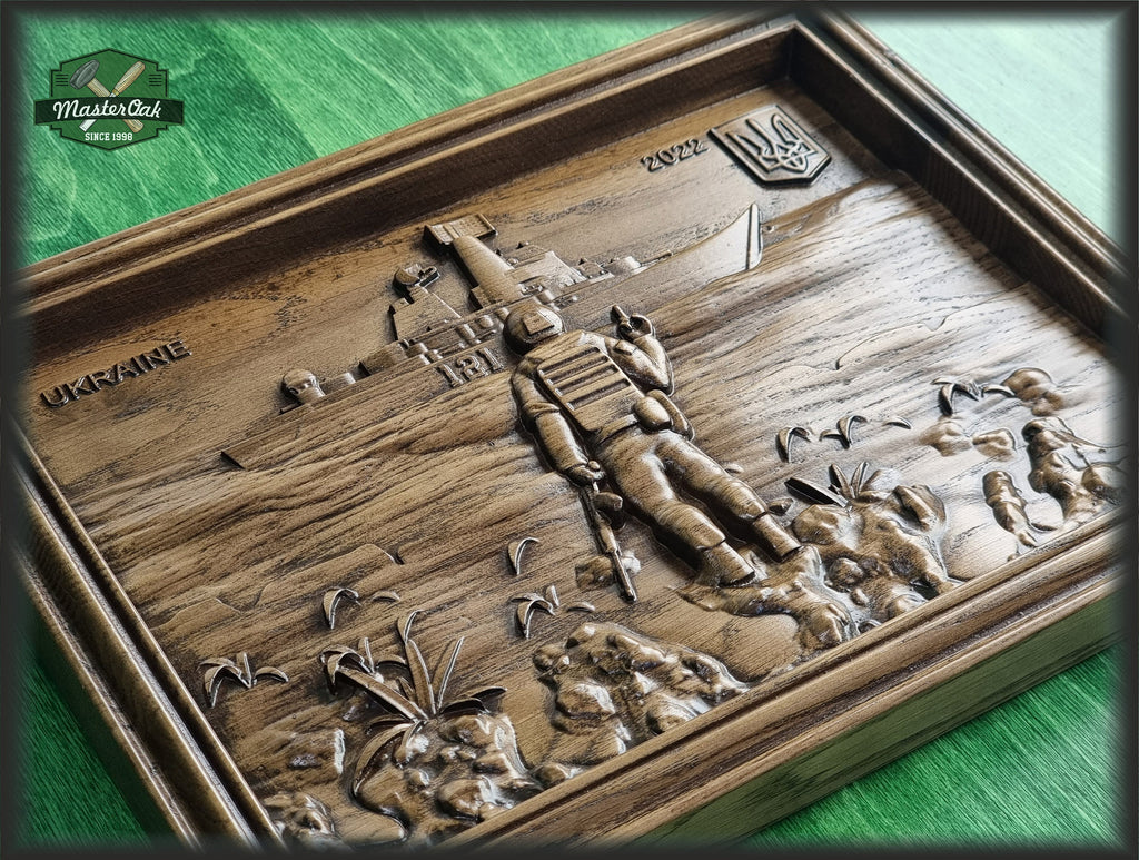 Russian Warship Go F**k Yourself panel made of wood, wood wall art, wall decor carving