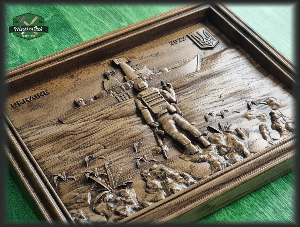 Russian Warship Go F**k Yourself panel made of wood, wood wall art, wall decor carving