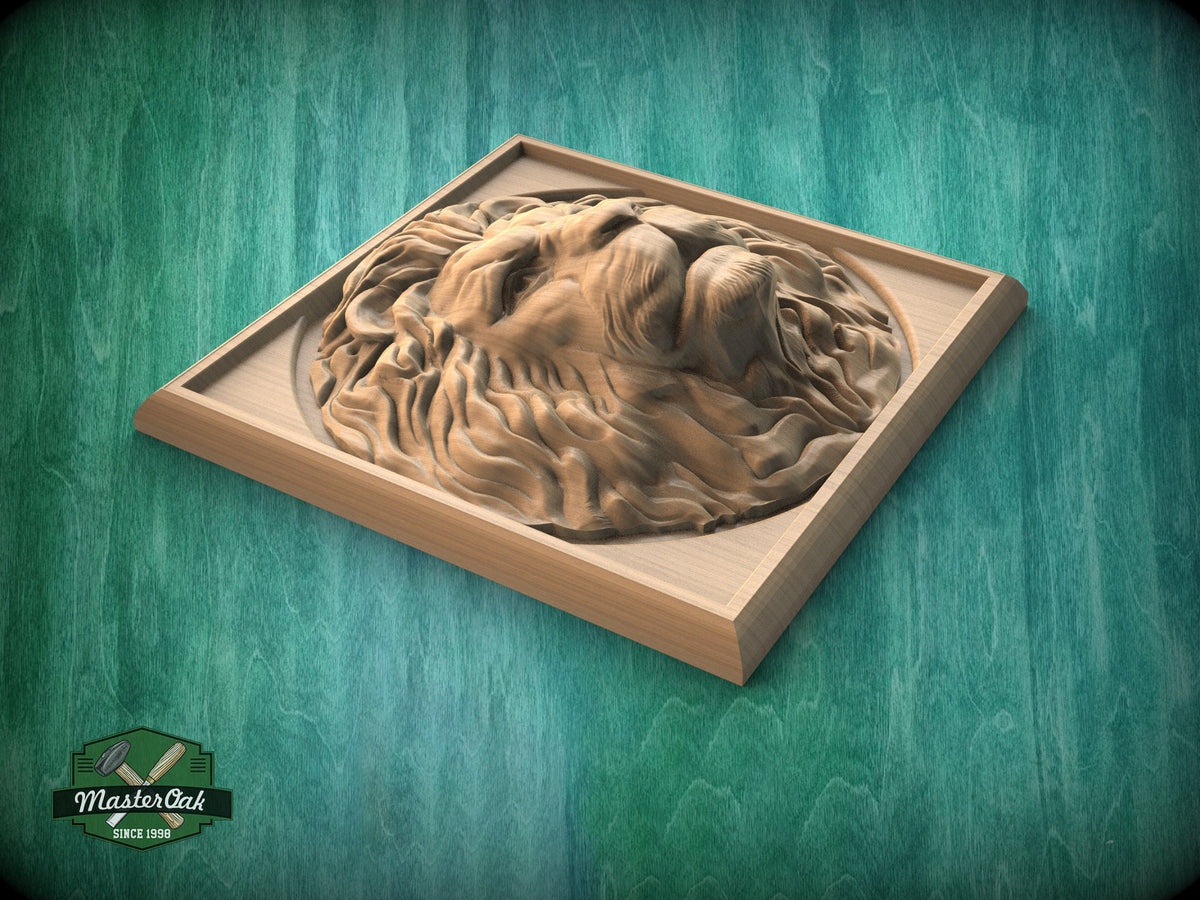 Square Rosette Lion, Carved lion head, Unpainted, 1pc, Applique furniture decor DIY Furniture Trim Supplies wall ornaments pediments
