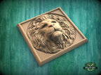 Square Rosette Lion, Carved lion head, Unpainted, 1pc, Applique furniture decor DIY Furniture Trim Supplies wall ornaments pediments