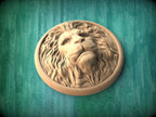 Round Rosette Lion, Carved lion head, Unpainted, 1pc, Applique furniture decor DIY Furniture Trim Supplies wall ornaments pediments