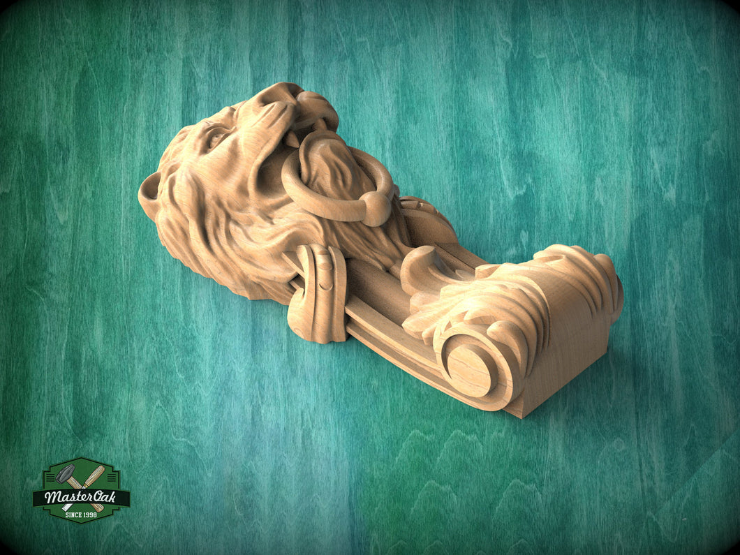 Lion Corbel of wood, Unpainted, Decorative Carved Wooden Corbel, Home Wall Embellishments, wood onlays, wood wall art decor