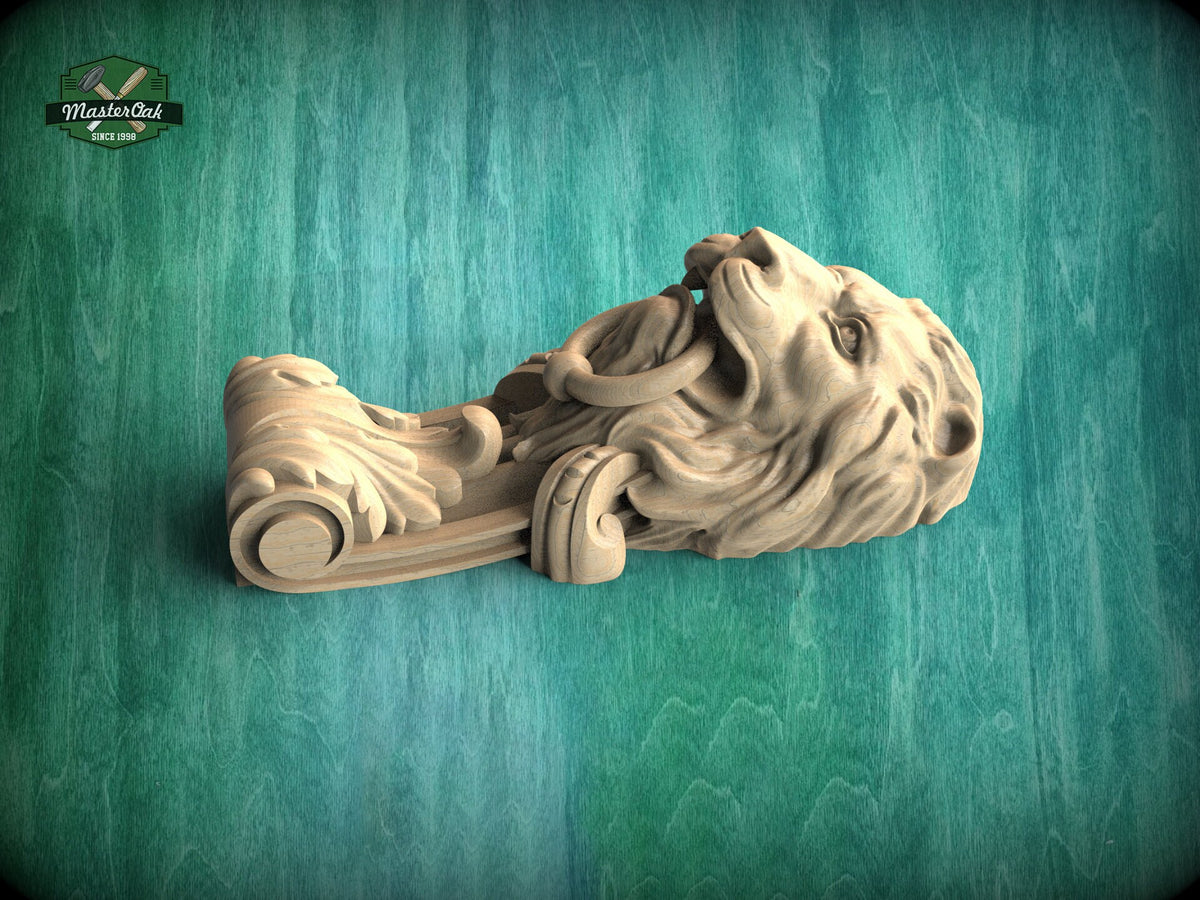 Lion Corbel of wood, Unpainted, Decorative Carved Wooden Corbel, Home Wall Embellishments, wood onlays, wood wall art decor