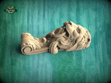Load image into Gallery viewer, Lion Corbel of wood, Unpainted, Decorative Carved Wooden Corbel, Home Wall Embellishments, wood onlays, wood wall art decor
