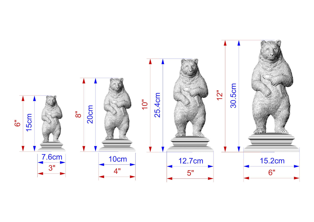 Bear Wooden Finial for Staircase Newel Post, Bear finial bed post, Bear statue of wood, Decorative Newel Post Cap Animal