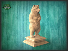 Load image into Gallery viewer, Bear Wooden Finial for Staircase Newel Post, Bear finial bed post, Bear statue of wood, Decorative Newel Post Cap Animal
