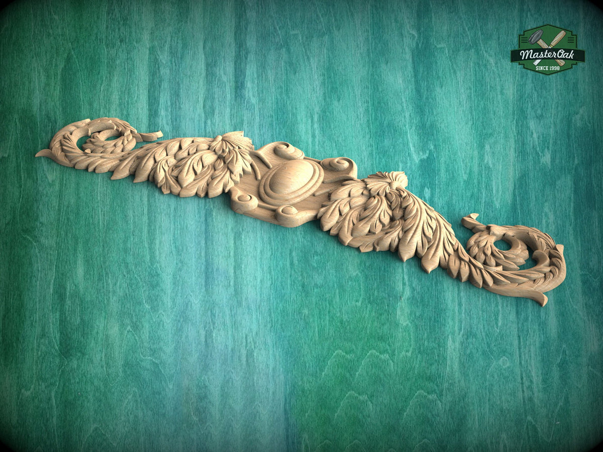 Carved Wood Applique for Kitchen Hood, 1pc, Unfinished, Home Wall Embellishments, Furniture Carving, Wood Onlay