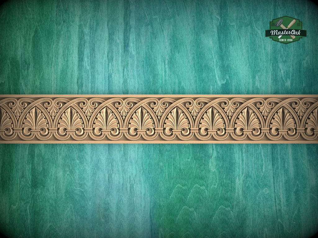 Rococo solid wood moulding with sea shells,  40" classical wood cabinet moulding
