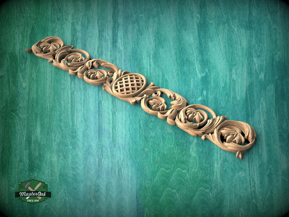 Carved Wood Onlay for Kitchen Hood, 1pc, Unfinished, Home Wall Embellishments, Furniture Carving, Wood Onlay