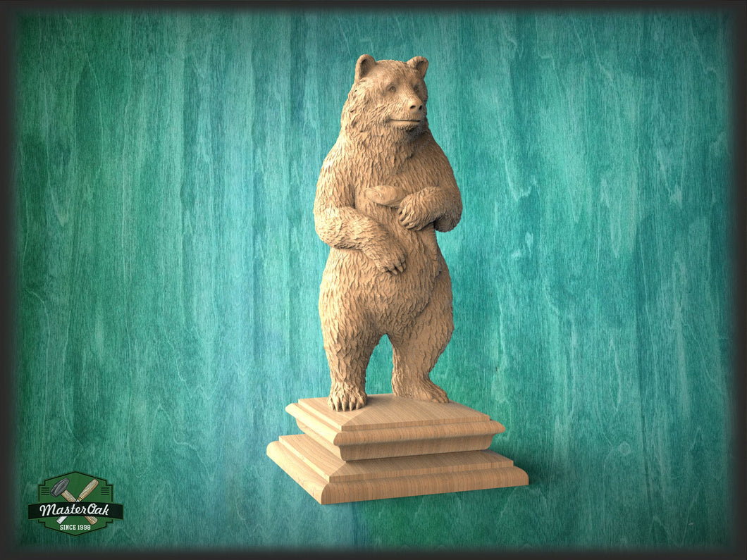 Bear Wooden Finial for Staircase Newel Post, Bear finial bed post, Bear statue of wood, Decorative Newel Post Cap Animal