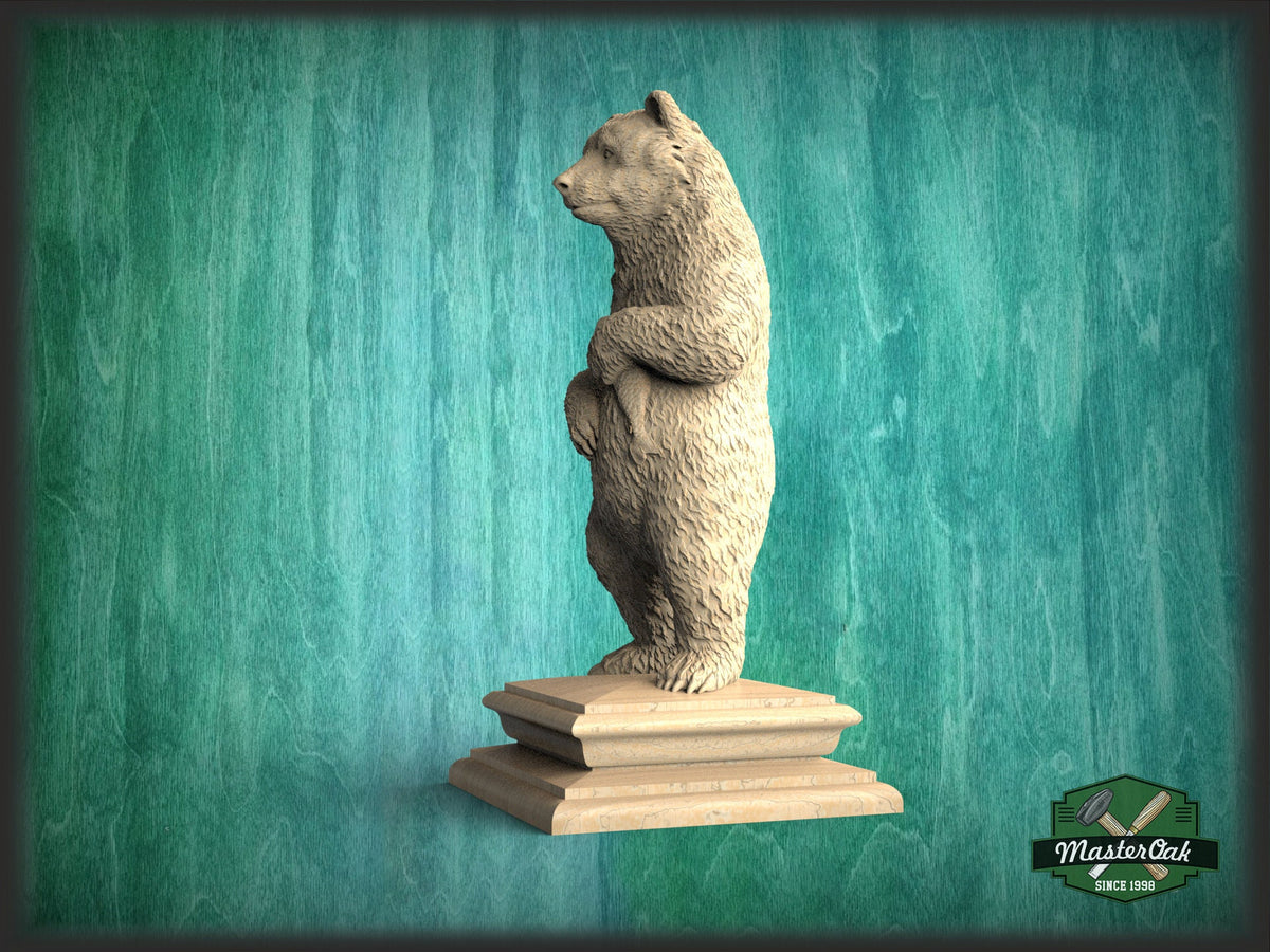 Bear Wooden Finial for Staircase Newel Post, Bear finial bed post, Bear statue of wood, Decorative Newel Post Cap Animal
