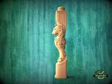 Load image into Gallery viewer, Carved Lion Decorative Post for Staircase from solid wood, 1pc, Lion statue, Custom size wood balusters for stairs
