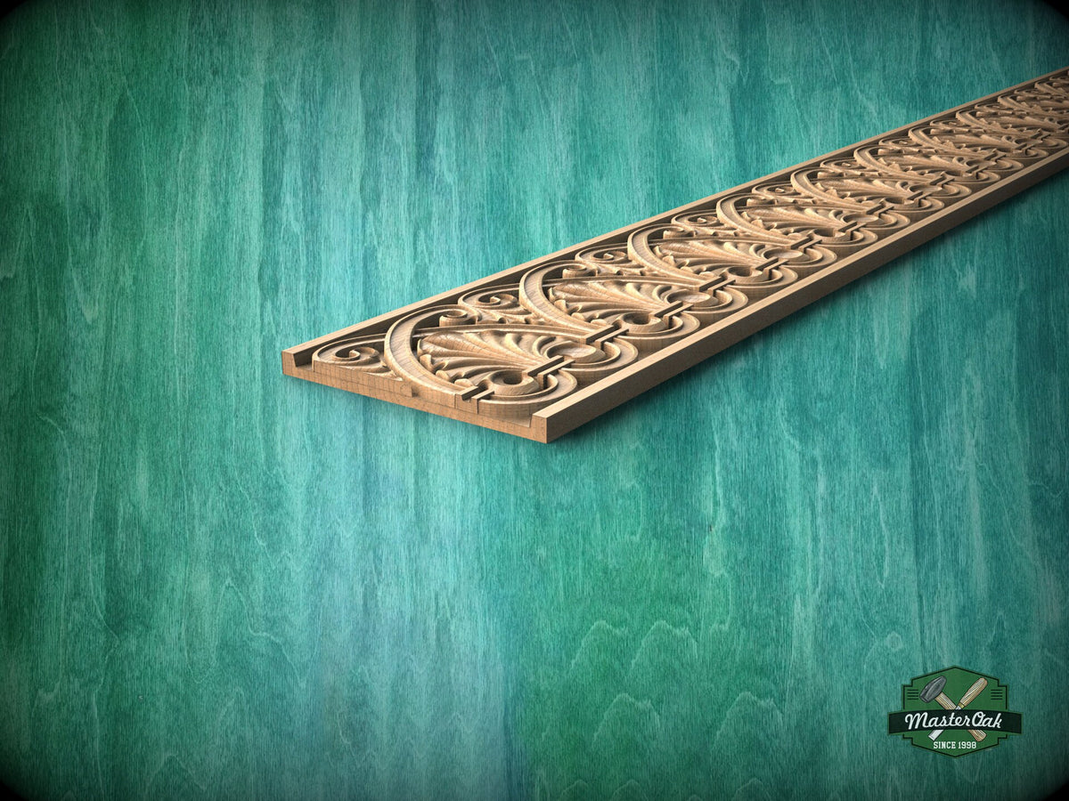 Rococo solid wood moulding with sea shells,  40" classical wood cabinet moulding