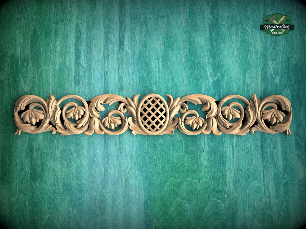 Carved Wood Onlay for Kitchen Hood, 1pc, Unfinished, Home Wall Embellishments, Furniture Carving, Wood Onlay