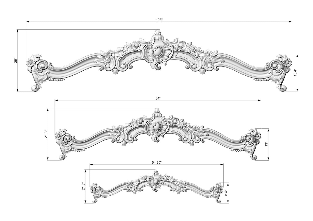 Carved cornice in Baroque style, Baroque Pelmet,  Classic carved curtain rod of wood
