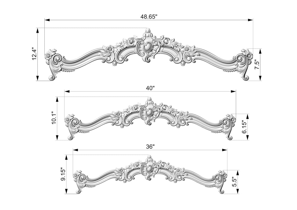 Carved cornice in Baroque style, Baroque Pelmet,  Classic carved curtain rod of wood