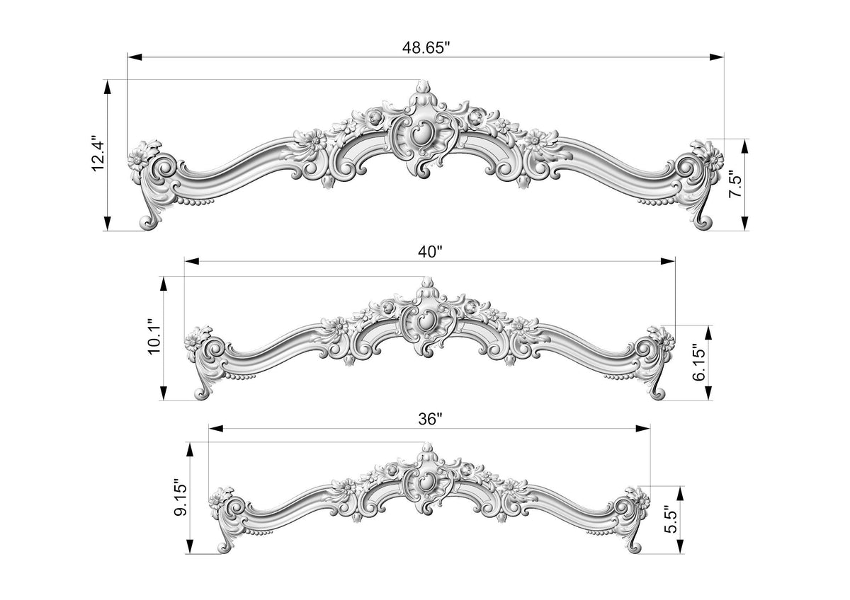 Carved cornice in Baroque style, Baroque Pelmet,  Classic carved curtain rod of wood