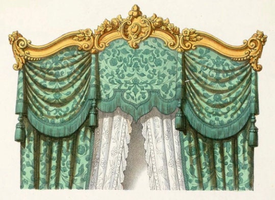 Carved cornice in Baroque style, Baroque Pelmet,  Classic carved curtain rod of wood
