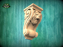Load image into Gallery viewer, Corbel Bear made of wood, Unpainted, Decorative Carved Wooden Corbel, 1pc, Home Wall Embellishments, wood onlays, wood wall art decor
