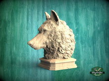 Load image into Gallery viewer, Wolf Wooden Finial for Staircase Newel Post, Wolf finial bed post, Wolf statue of wood, Wooden Wolf statue cap
