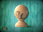 Round Newel Post Cap with acanthus leaves from solid wood, Staircase Newel Post Cap, Bed finials