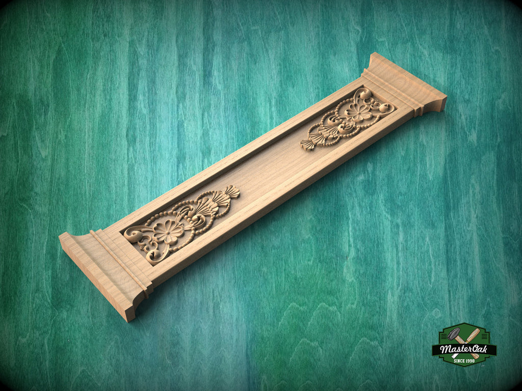 Ornate Wood Carved Architectural Pilaster for interior, Unfinished, column classic flute ionic, Carved Wood Trim Post Pillars
