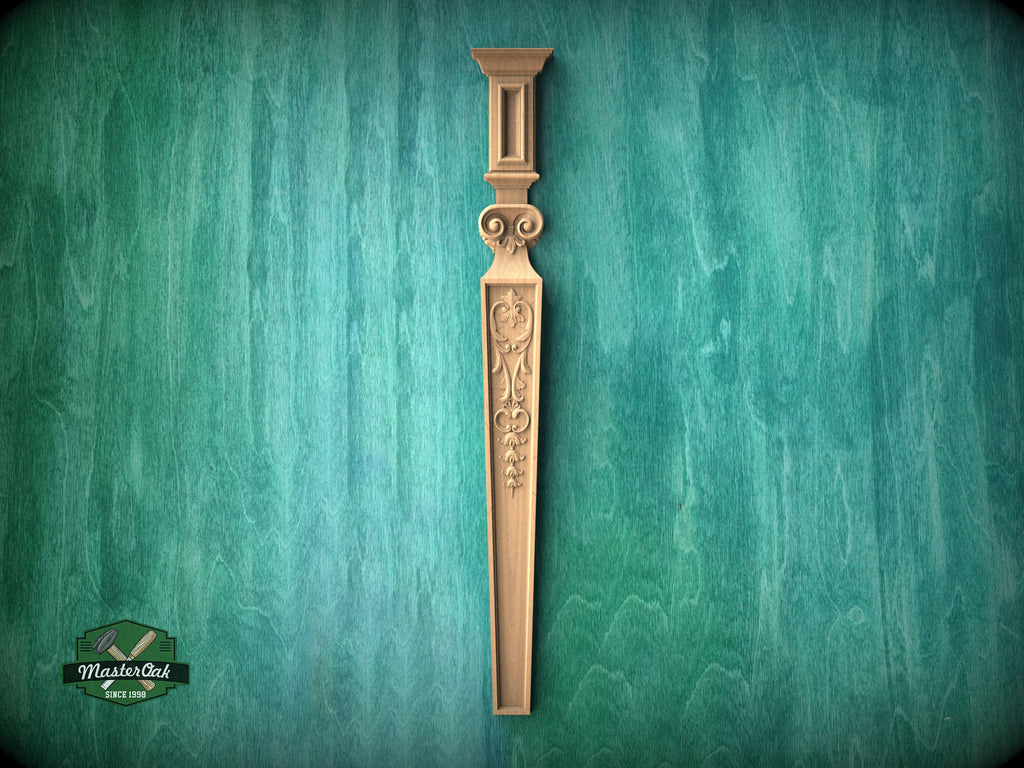 Baroque-style decorative wooden pilaster, Unfinished, column classic capital ionic, Carved Wood Trim Post Pillars