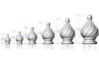 Ornamental Wooden Twisted Finial for furniture, Twisted cap, Staircase Newel Post Cap, Bed finials