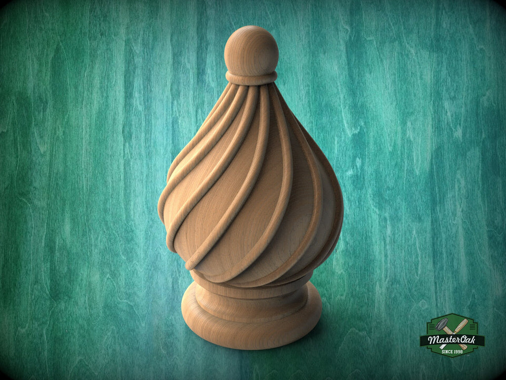 Ornamental Wooden Twisted Finial for furniture, Twisted cap, Staircase Newel Post Cap, Bed finials