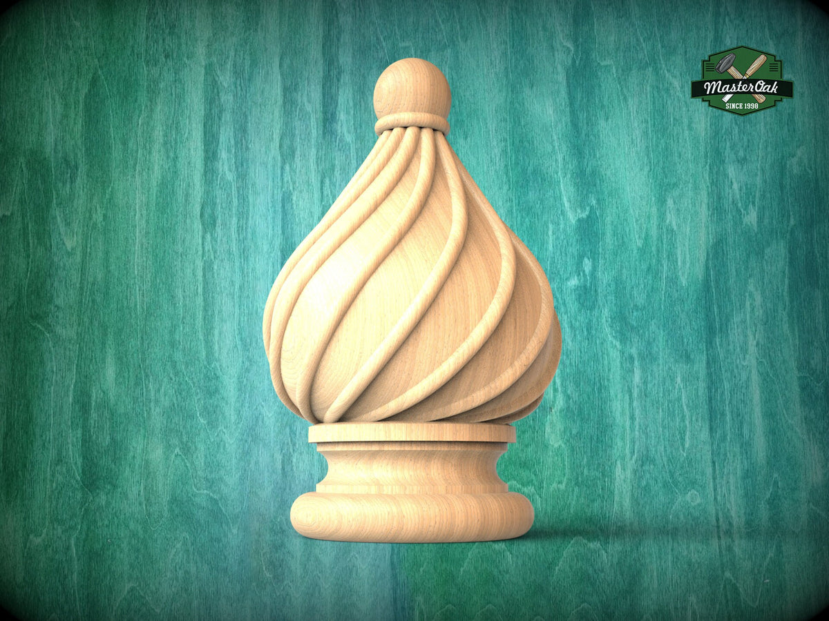 Ornamental Wooden Twisted Finial for furniture, Twisted cap, Staircase Newel Post Cap, Bed finials