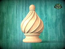 Load image into Gallery viewer, Ornamental Wooden Twisted Finial for furniture, Twisted cap, Staircase Newel Post Cap, Bed finials
