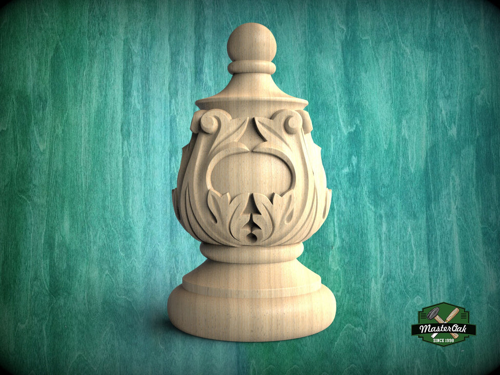 Decorative Antique Style Wooden Staircase Finial, Twisted cap, Staircase Newel Post Cap, Bed finials