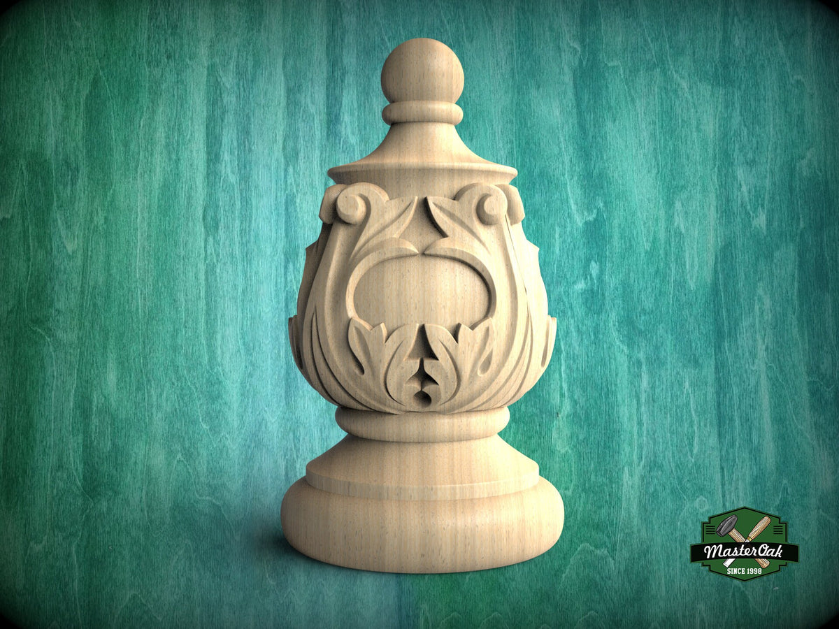 Decorative Antique Style Wooden Staircase Finial, Twisted cap, Staircase Newel Post Cap, Bed finials