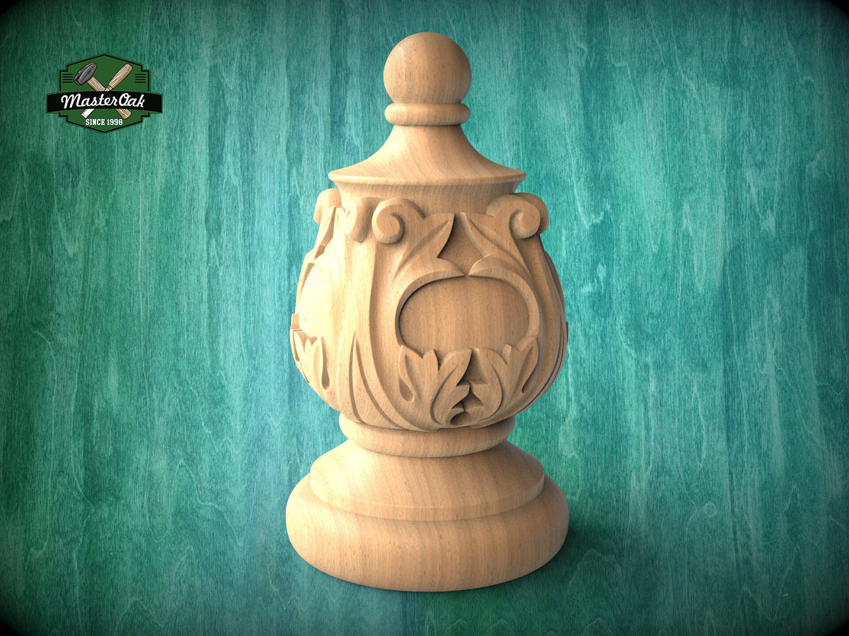 Decorative Antique Style Wooden Staircase Finial, Twisted cap, Staircase Newel Post Cap, Bed finials